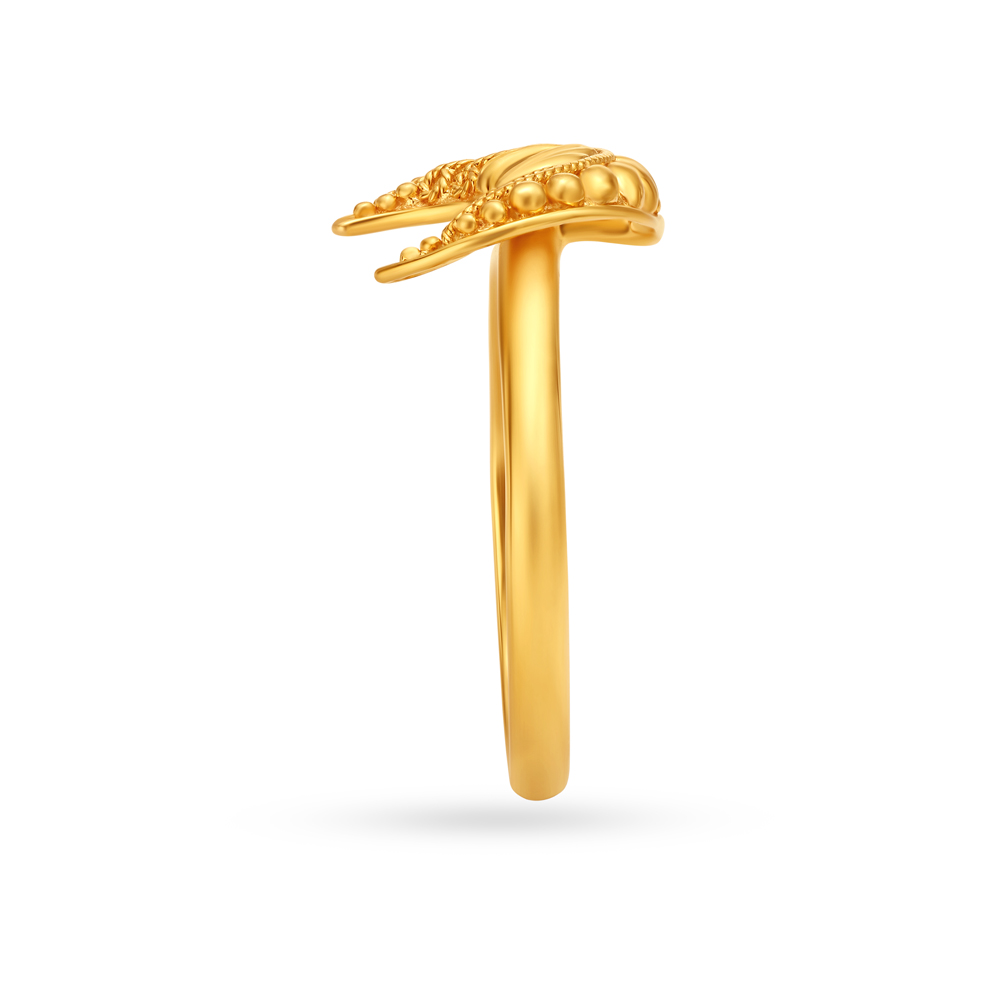 Moon Motif Filigree Work Gold Finger Ring,,hi-res image number null