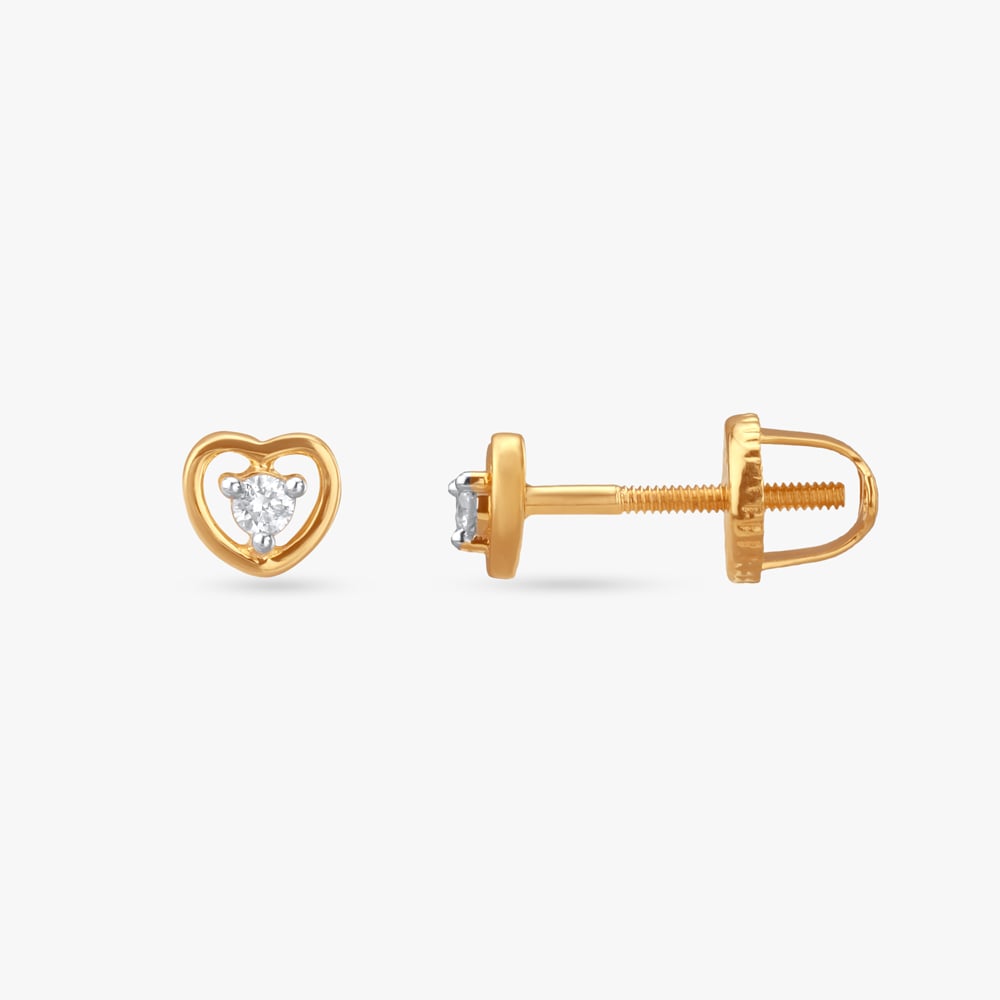 Adorable Hearts Diamond Stud Earrings For Kids,,hi-res image number null