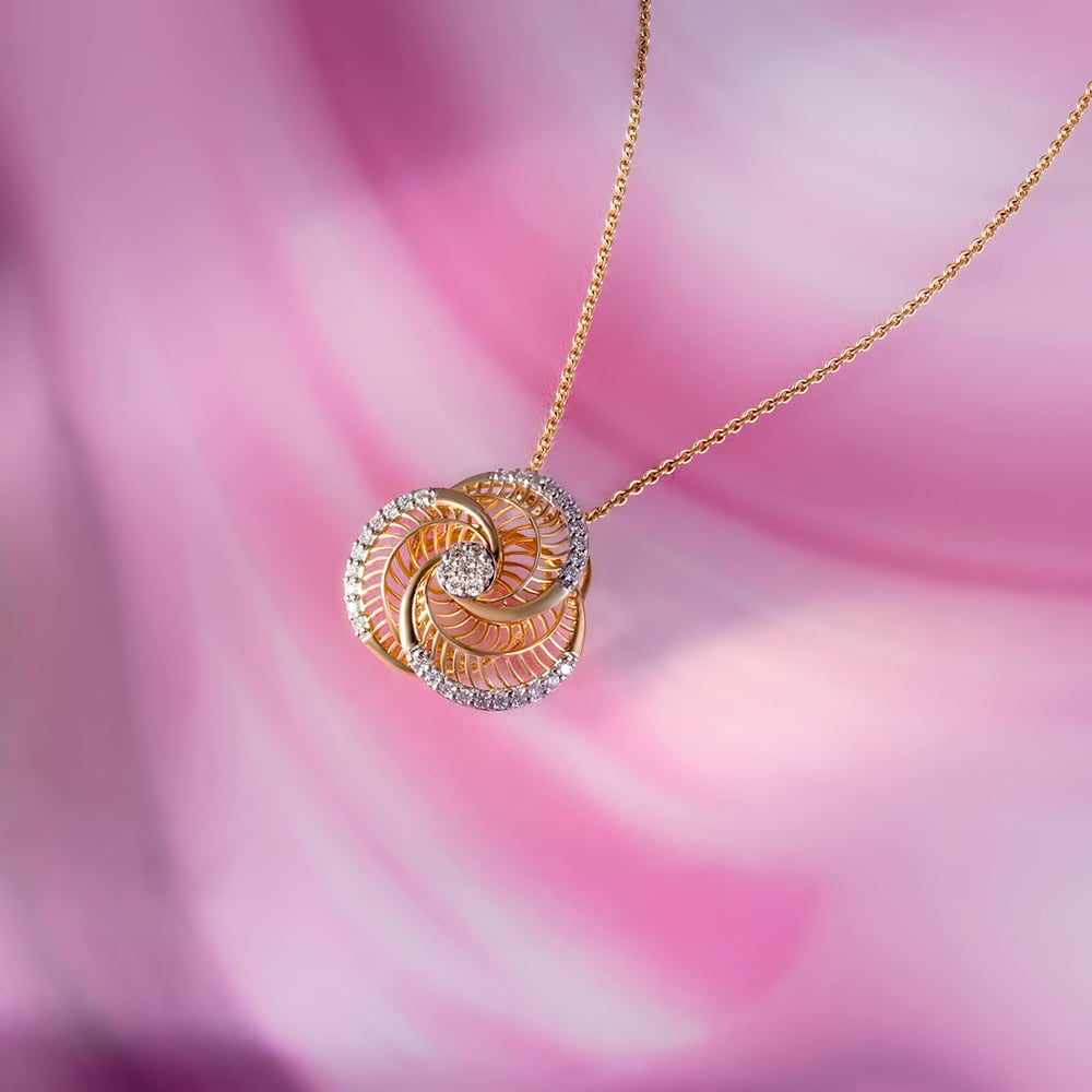 Radiant Rose Diamond & Gold Pendant,,hi-res image number null
