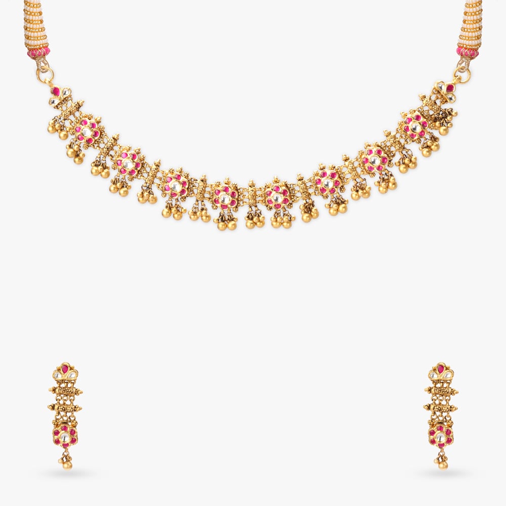 Majestic Floral Gold Necklace Set,,hi-res image number null