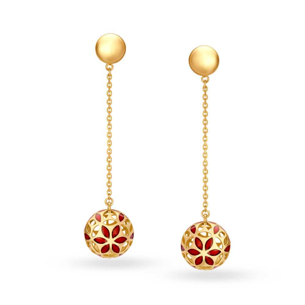 Captivating Long Gold Beaded Drop Earrings