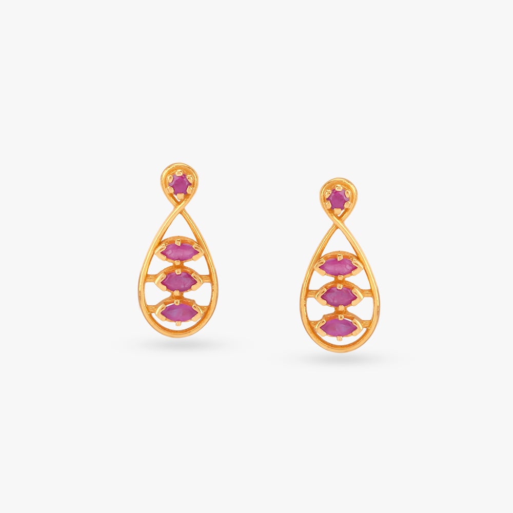 Glossy Sculpted Ruby Stud Earrings,,hi-res image number null