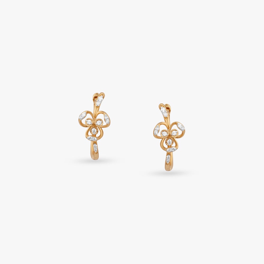 Petal Loop Diamond Hoop Earrings,,hi-res image number null