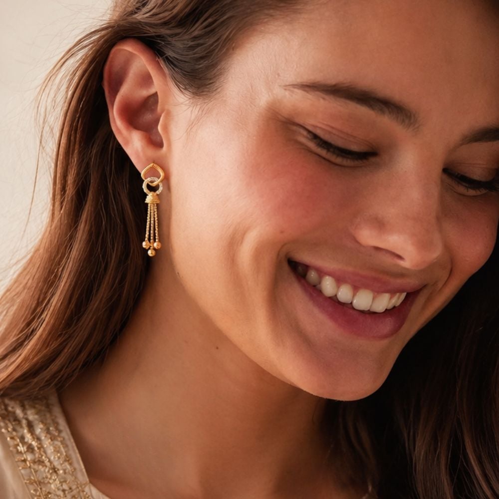 Dazzle Loop Gold Drop Earrings,,hi-res image number null