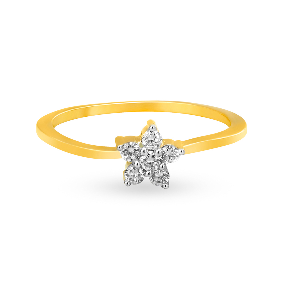 Stunning Floral Gold and Diamond Finger Ring,,hi-res image number null
