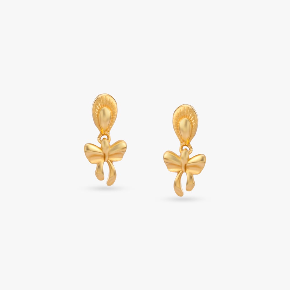 Little Bow Gold Drop Earrings for Kids,,hi-res image number null