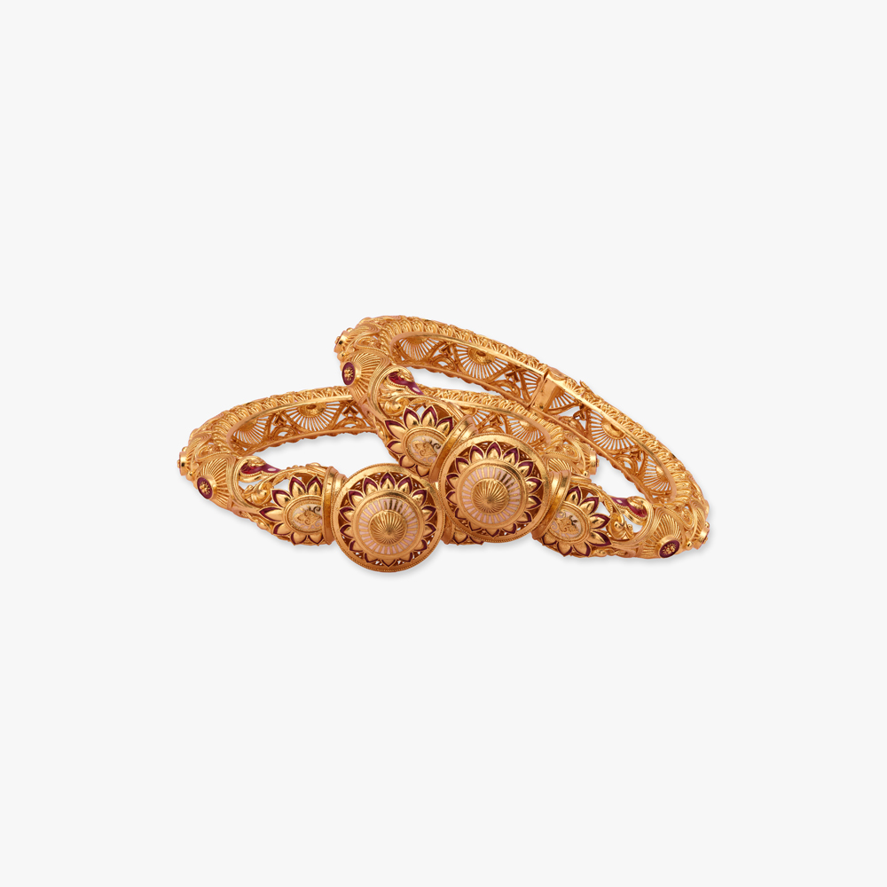 Alpona Aura Solid Bala Gold Bangles,,hi-res image number null