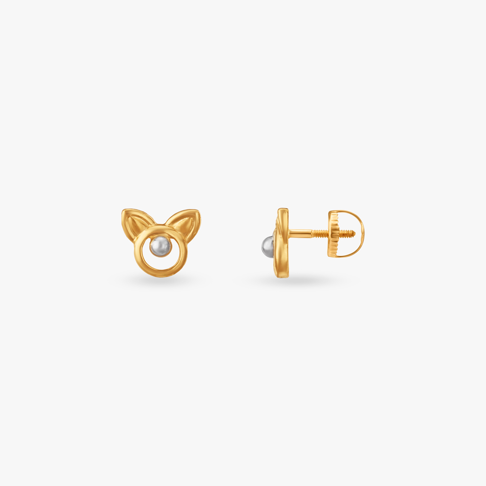 Meow Glow Gold Stud Earrings for Kids,,hi-res image number null