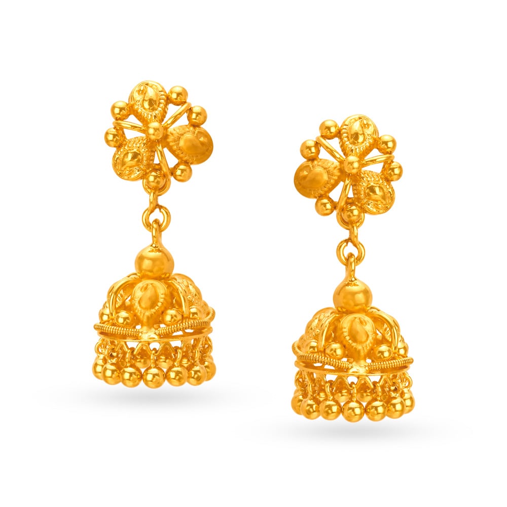 Opulent Gold Jhumka Style Earrings