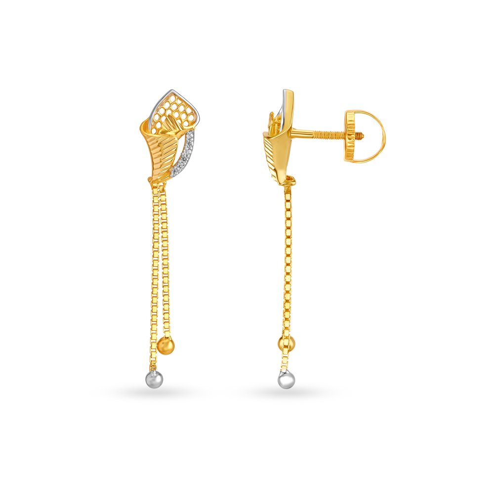 Dainty Fancy Gold Drop Earrings with Stones,,hi-res image number null
