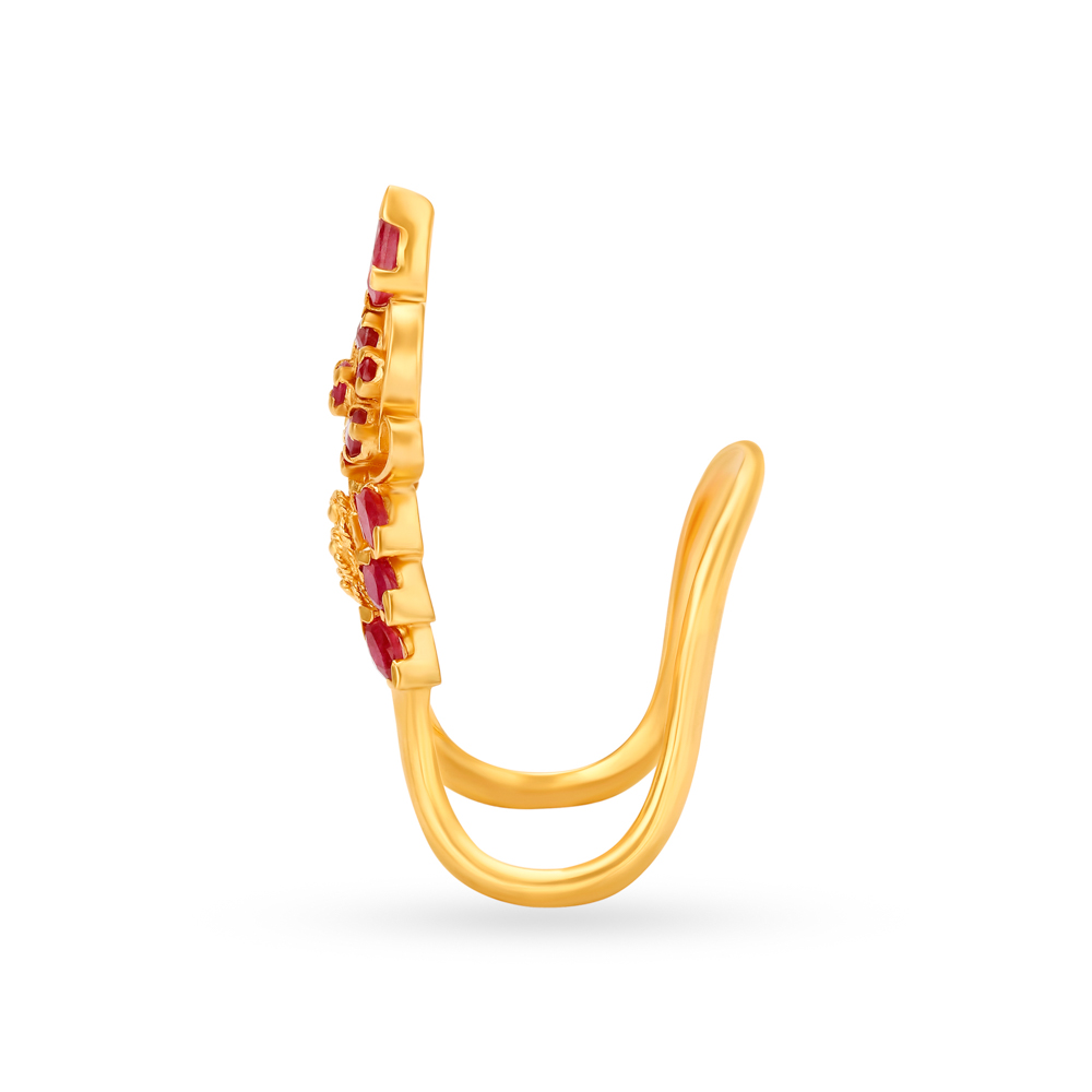 Traditional 22 Karat Gold And Ruby Vanki Finger Ring,,hi-res image number null
