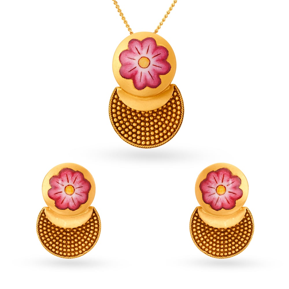 Captivating Abstract Pendant and Earrings Set