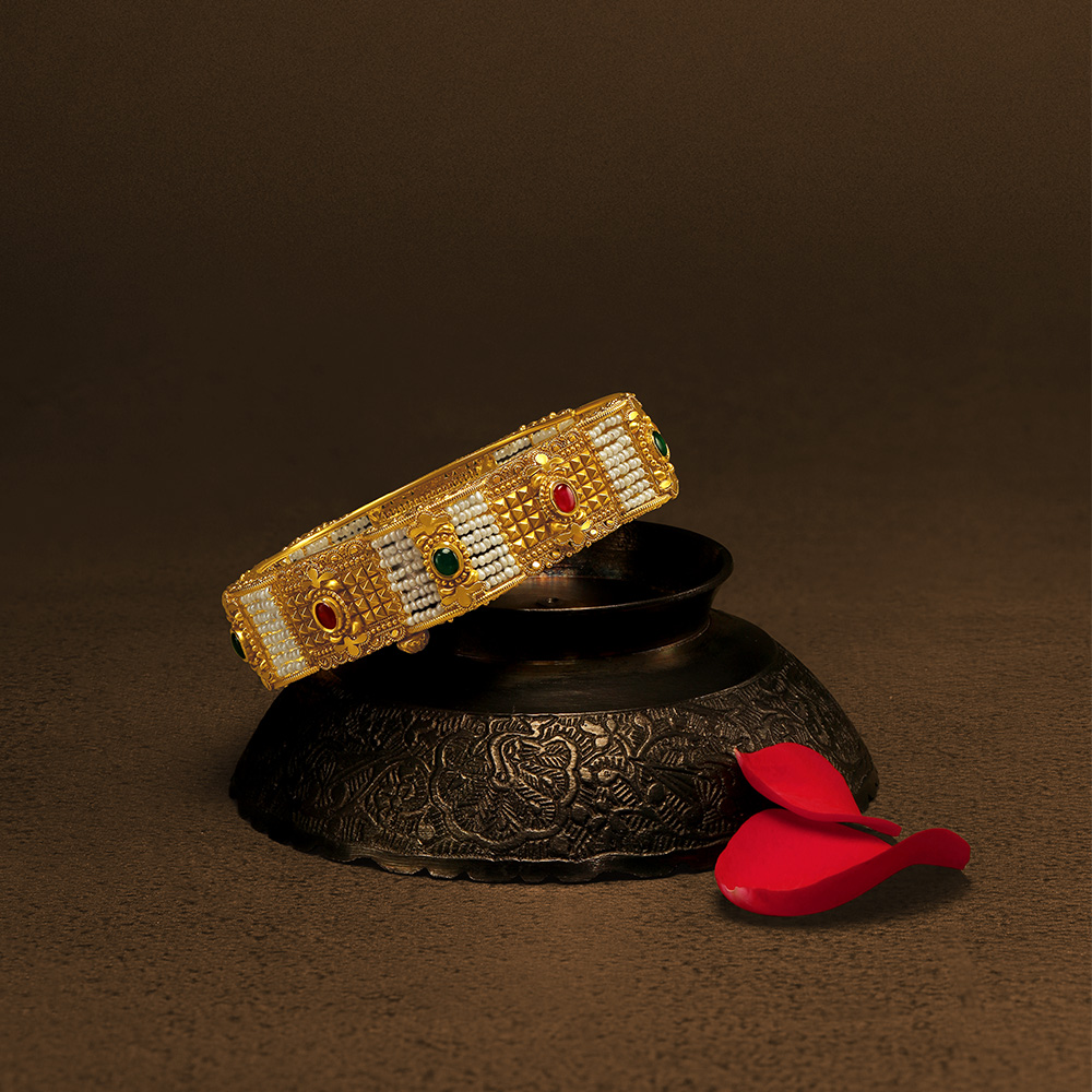 Intricate Floral Stamps Rawa Work Bangle,,hi-res image number null