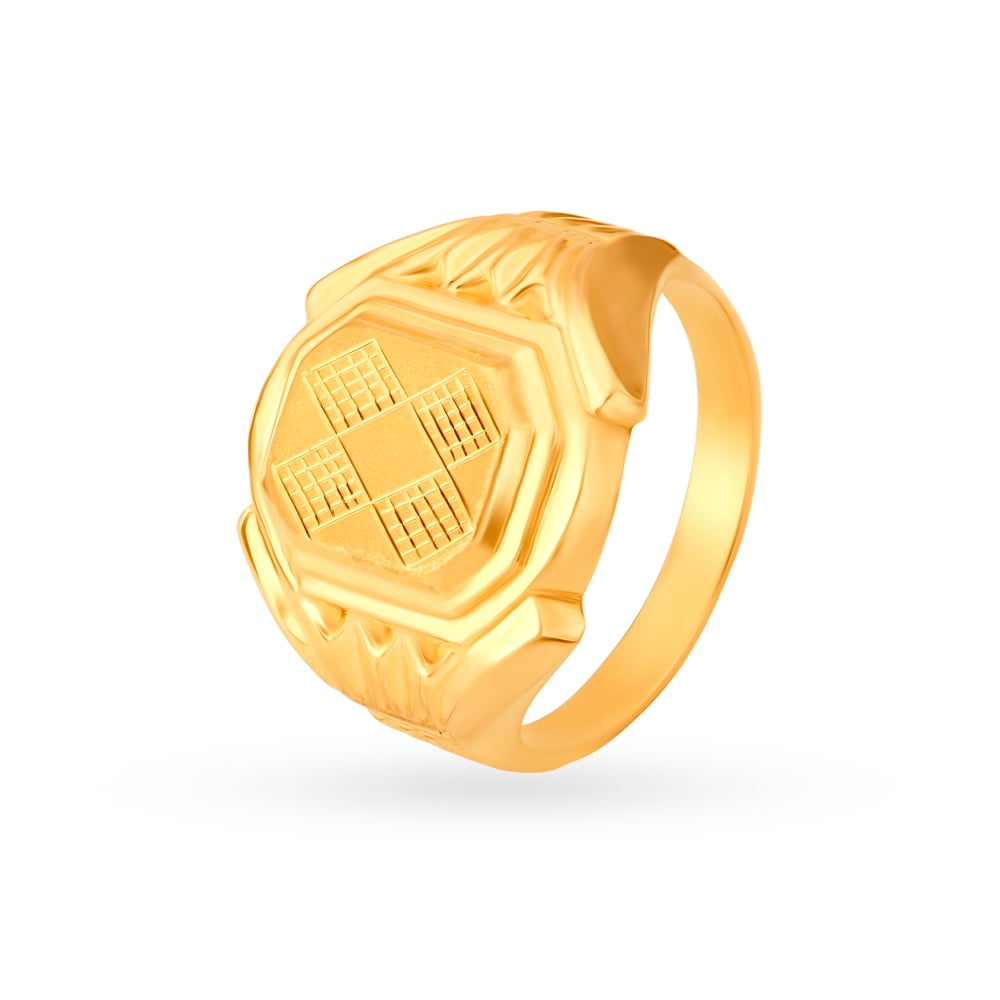 

Intriguing 22 Karat Yellow Gold Octagonal Finger Ring