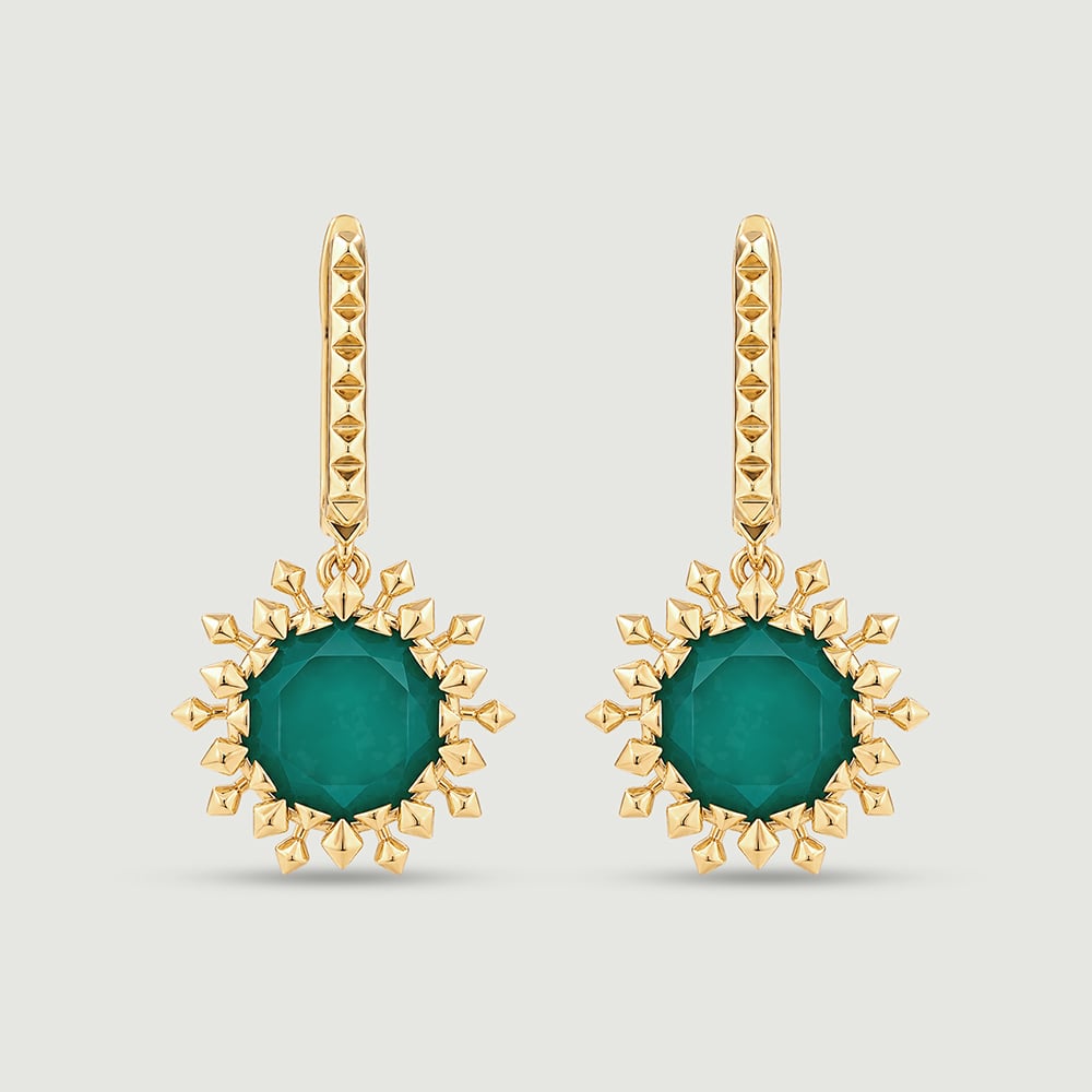 Dynamic Sculptural Green Onyx Hoop Earrings,,hi-res image number null