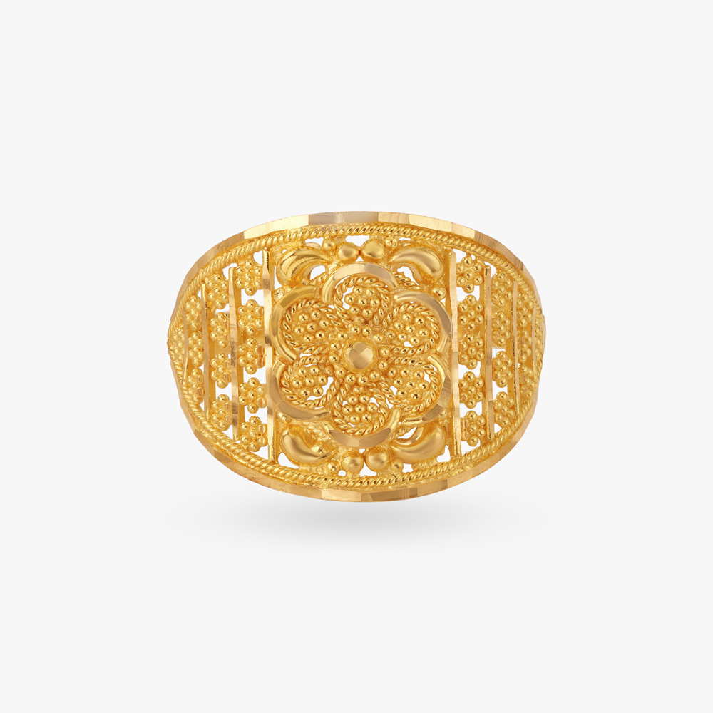 Floral Gold Finger Ring,,hi-res image number null