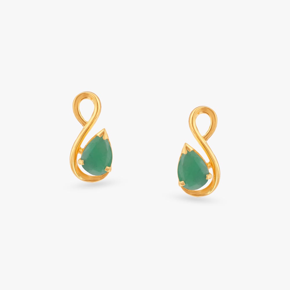 Graceful Loop Emerald Stud Earrings,,hi-res image number null