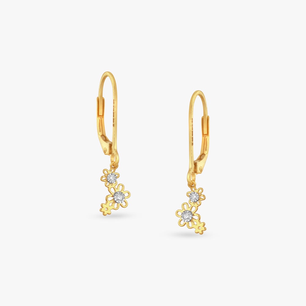 Daisy Twinkle Diamond Hoop Earrings For Kids,,hi-res image number null