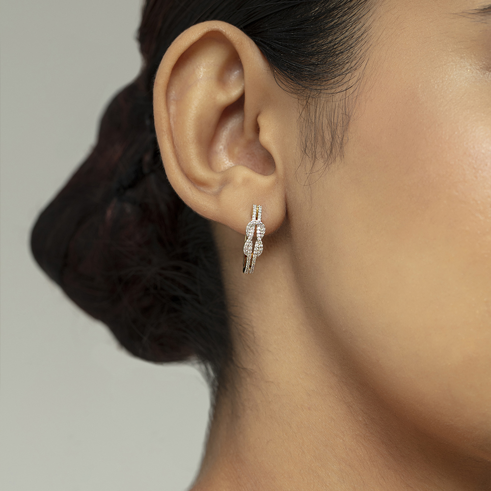 Whimsical Charm Gold & Diamond Hoop Earrings,,hi-res image number null