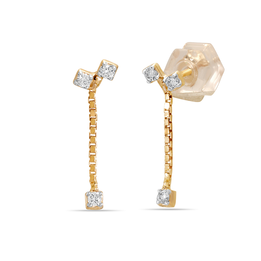 14KT Yellow Gold Linked Ice Diamond Drop Earrings,,hi-res image number null