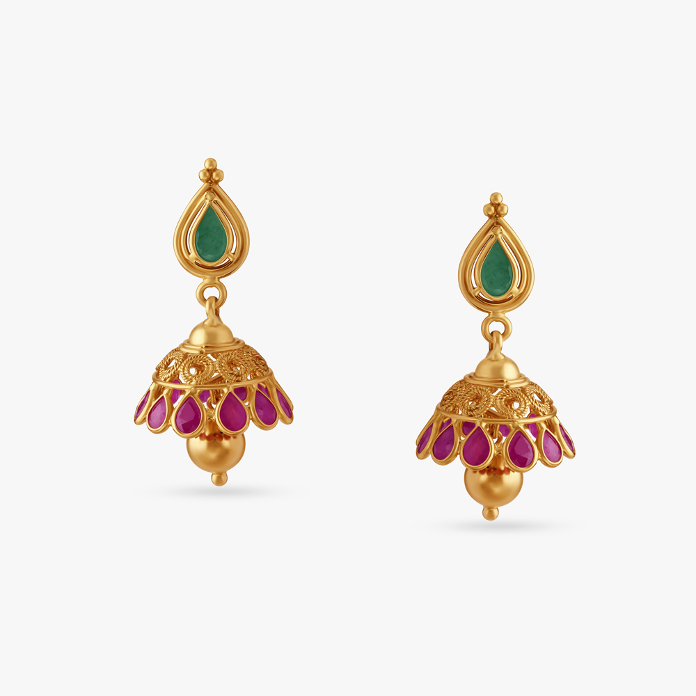 Timeless Ruby and Emerald Jhumkas,,hi-res image number null
