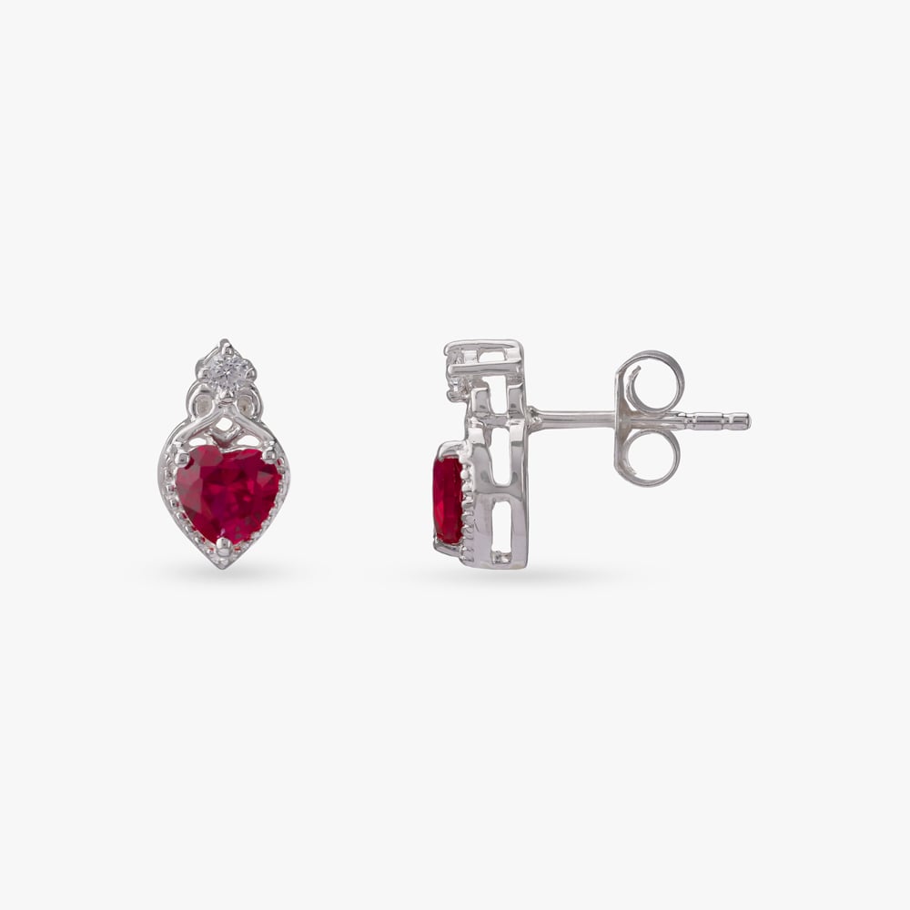 Crimson Heart Silver Pendant and Earrings Set,,hi-res image number null