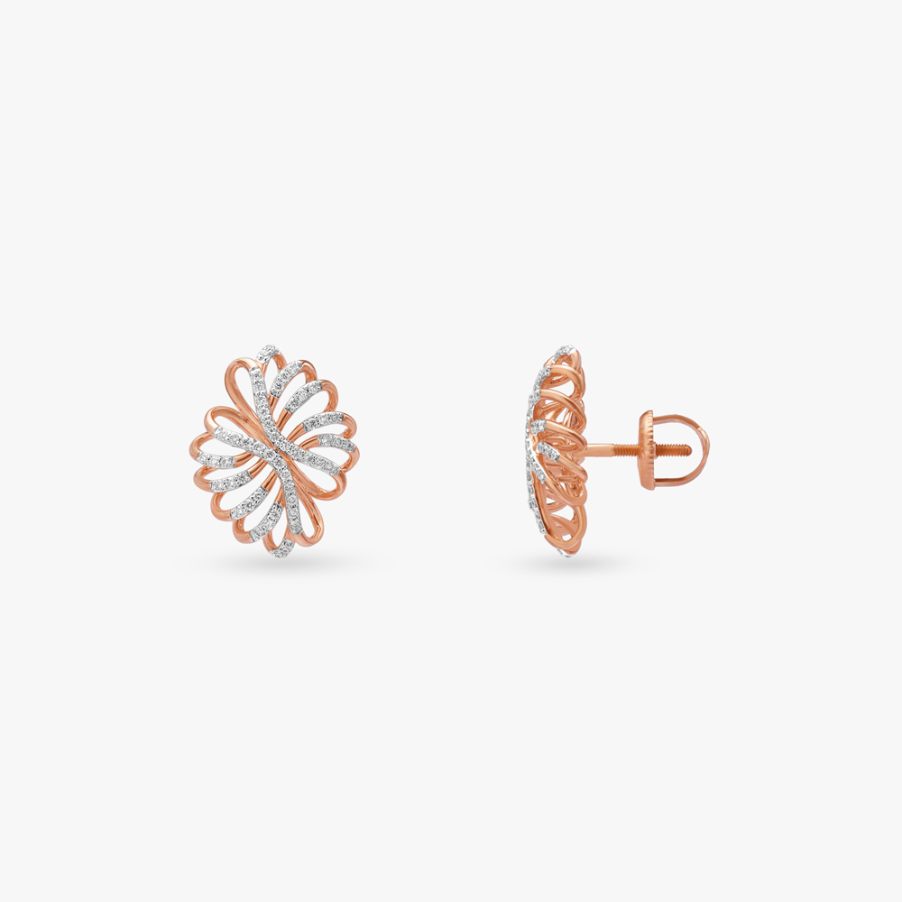 Floral Loop Diamond Stud Earrings,,hi-res image number null