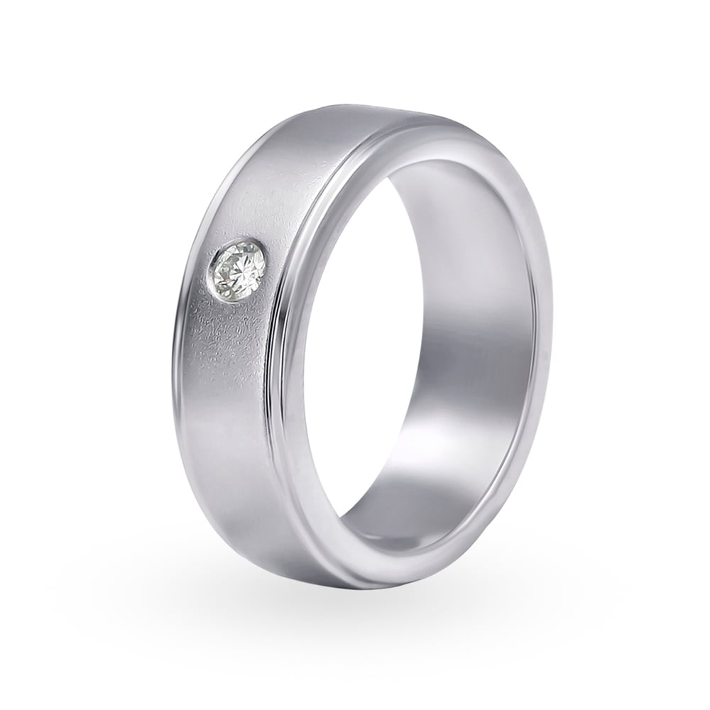 Sleek 950 Pure Platinum And Diamond Finger Ring