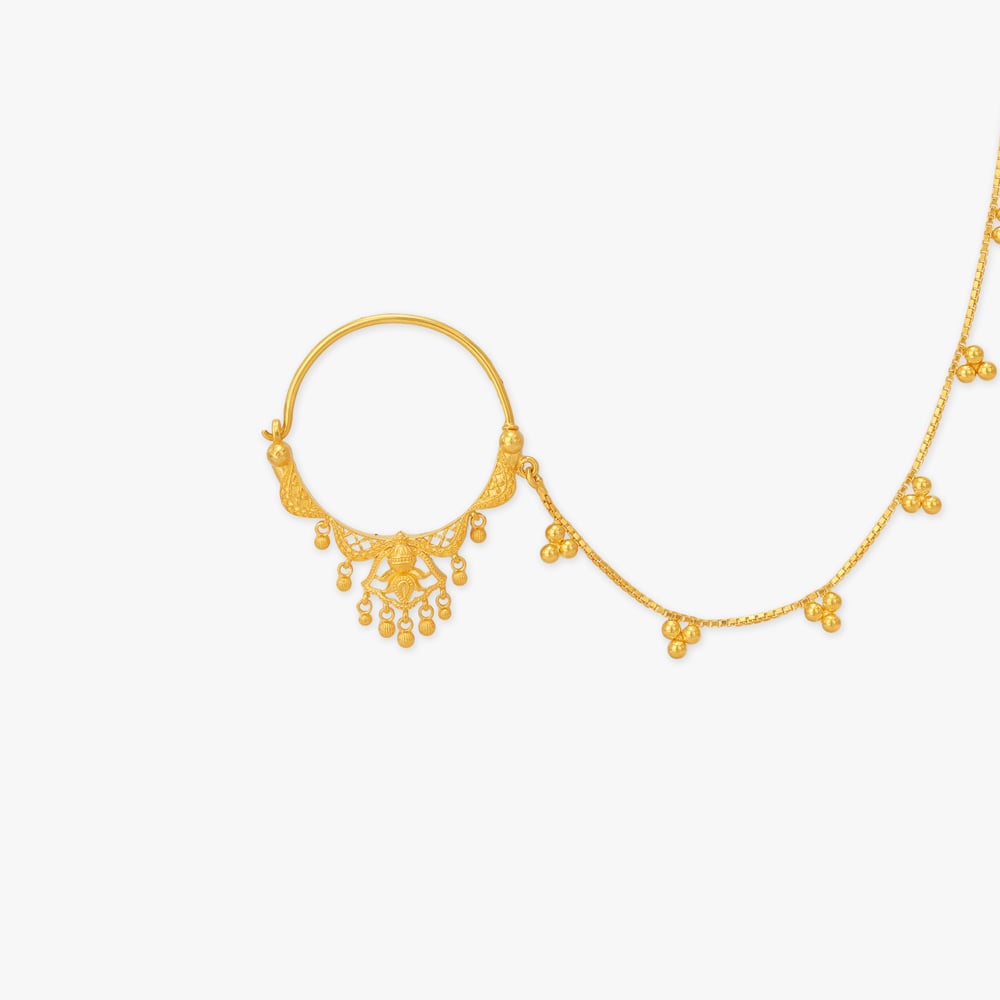 Crescent Charm Gold Nose Pin,,hi-res image number null