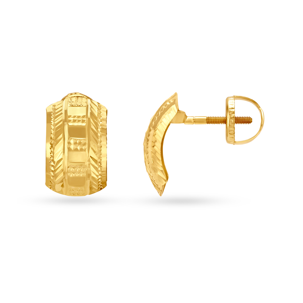 Modern Gold Stud Earrings,,hi-res image number null