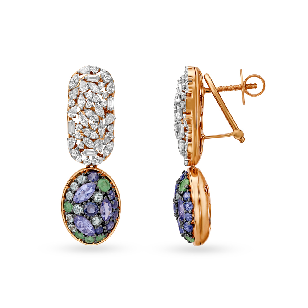 Breathtaking Emerald Diamond Drop Earrings,,hi-res image number null