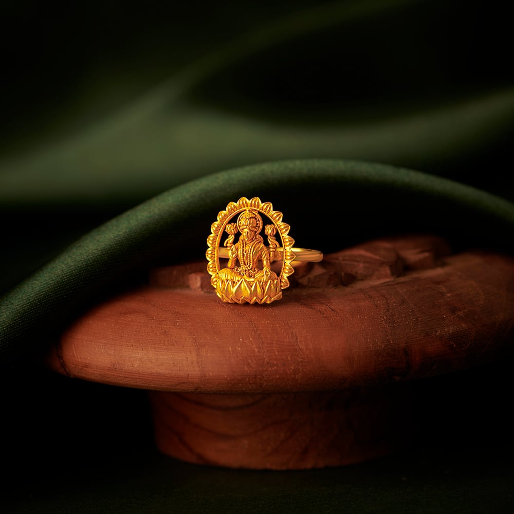 Ornate Carved Goddess Laxmi Finger Ring,,hi-res image number null