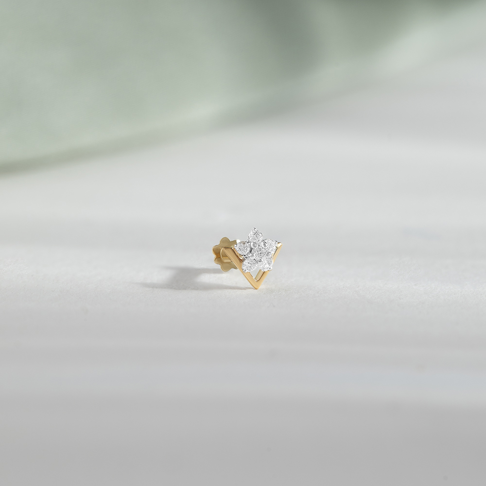 Blossom Prism Gold and Diamond Nose Pin,,hi-res image number null