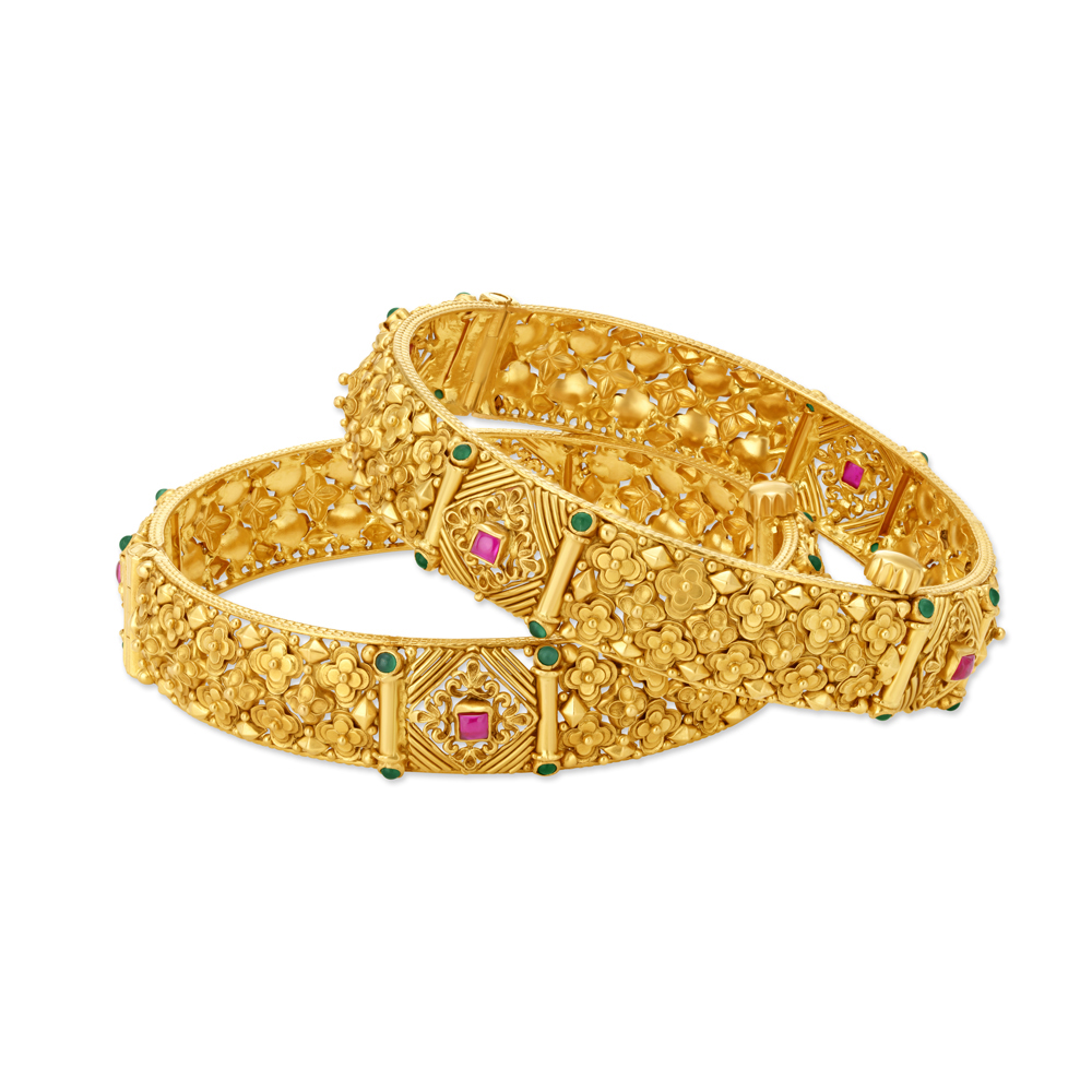 Verdant Nature Inspired Gold Bangle,,hi-res image number null