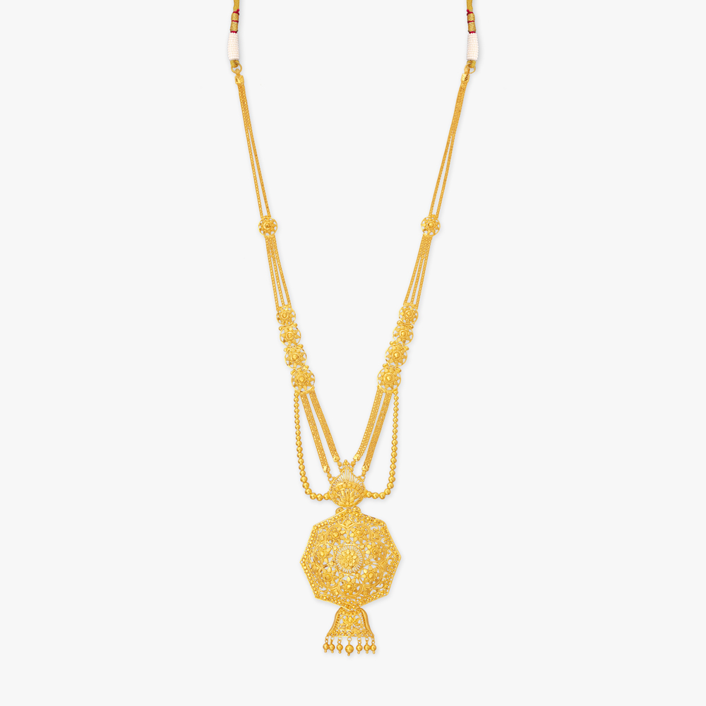 Hexagonal Bloom Gold Necklace Set,,hi-res image number null