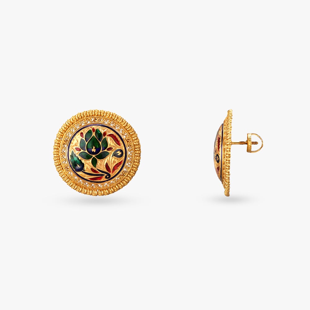 Royal Blossom Gold Stud Earrings,,hi-res image number null