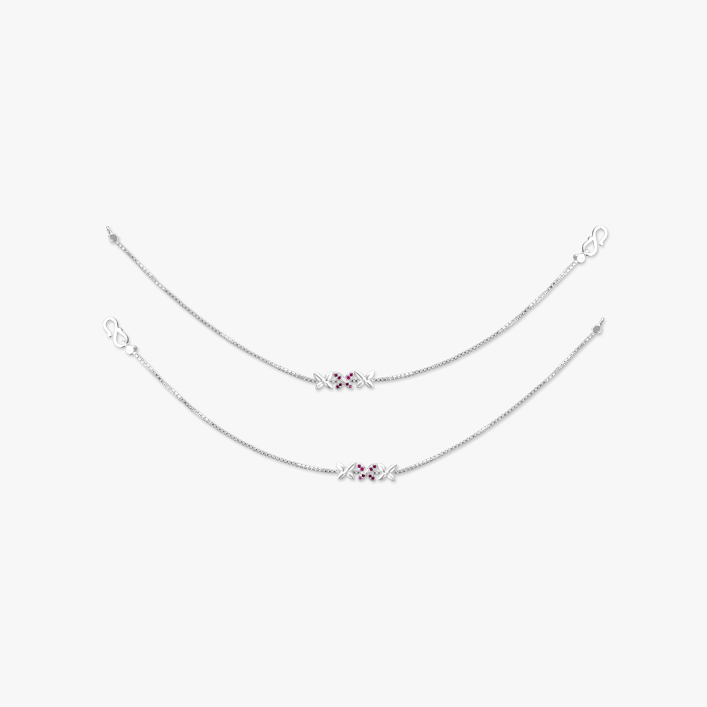 Butterfly Bloom Silver Anklet,,hi-res image number null