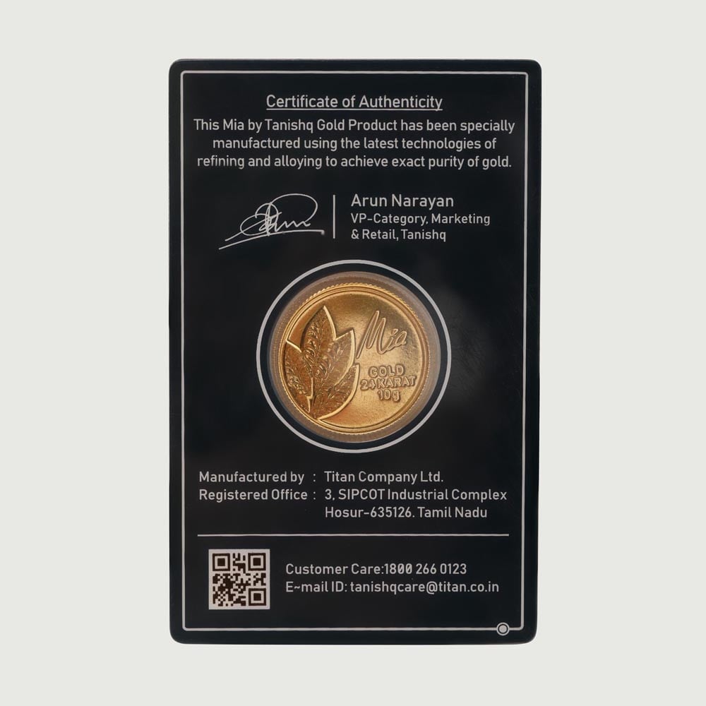 10 GM 24 Karat Mango Leaf Gold Coin,,hi-res image number null