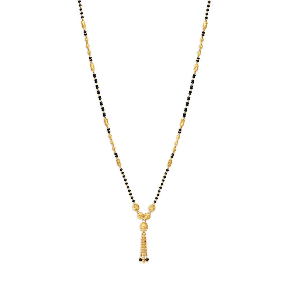 Delicate Yellow Gold Carved Bead Mangalsutra,,hi-res image number null
