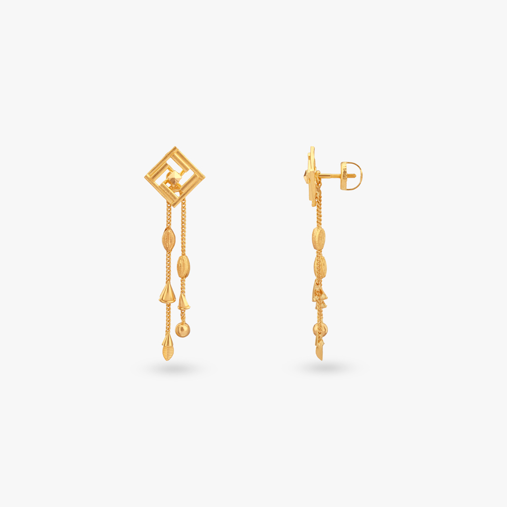 Angular Allure Gold Drop Earrings,,hi-res image number null