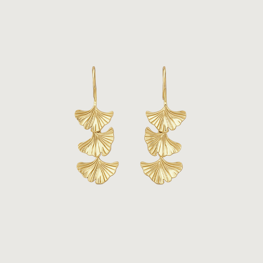 Graceful Ginkgo Gold Drop Earrings,,hi-res image number null