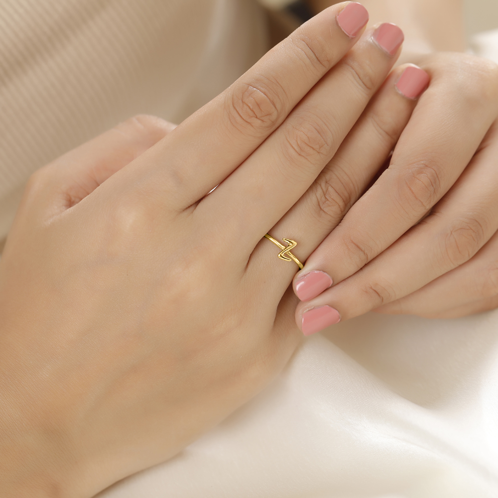 Letter Z 14KT Yellow Gold Initial Ring,,hi-res image number null