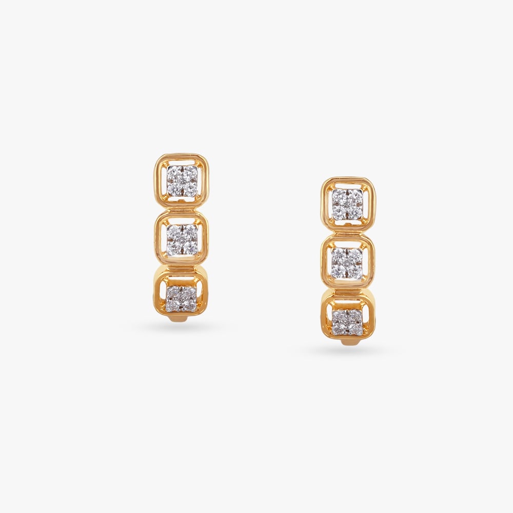 Bold Square Diamond Hoop Earrings,,hi-res image number null