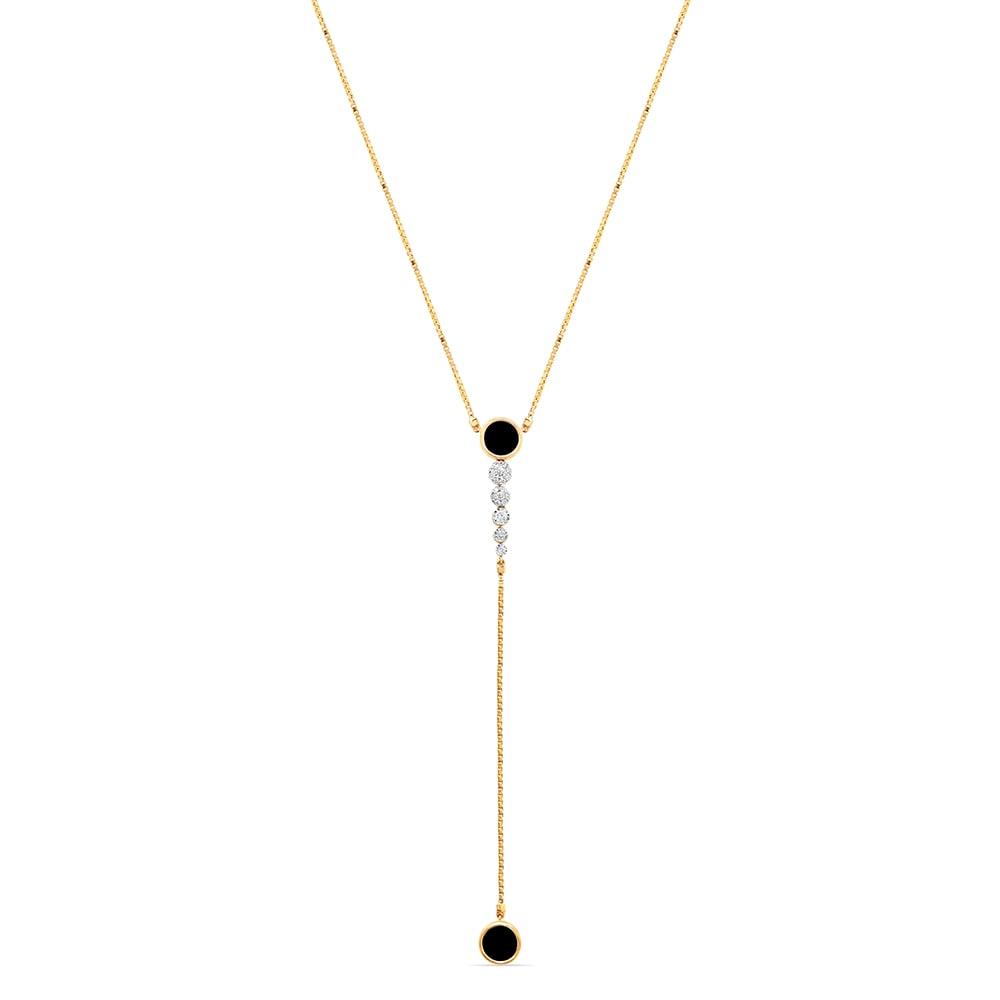 18 KT Yellow Gold Charming Diamond and Onyx Necklace