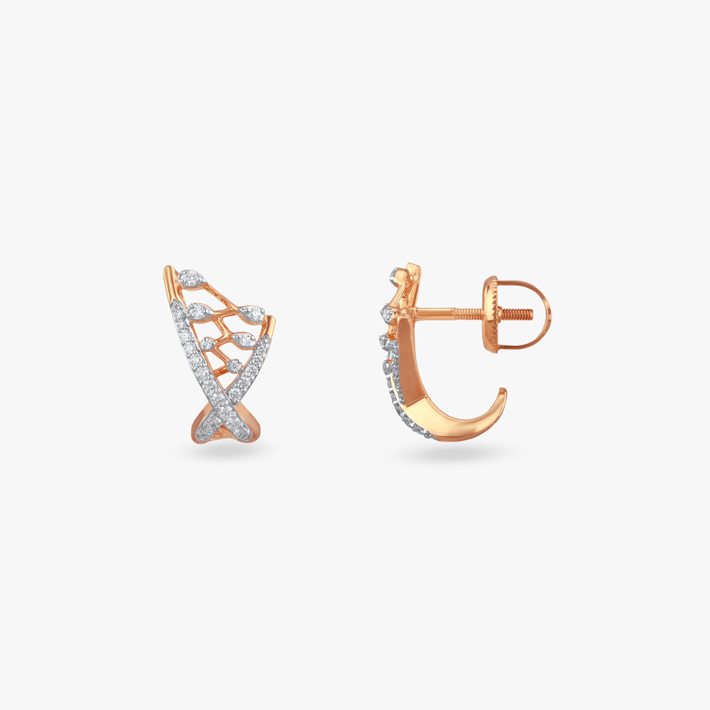 Twinkling Crossover Diamond Stud Earrings,,hi-res image number null