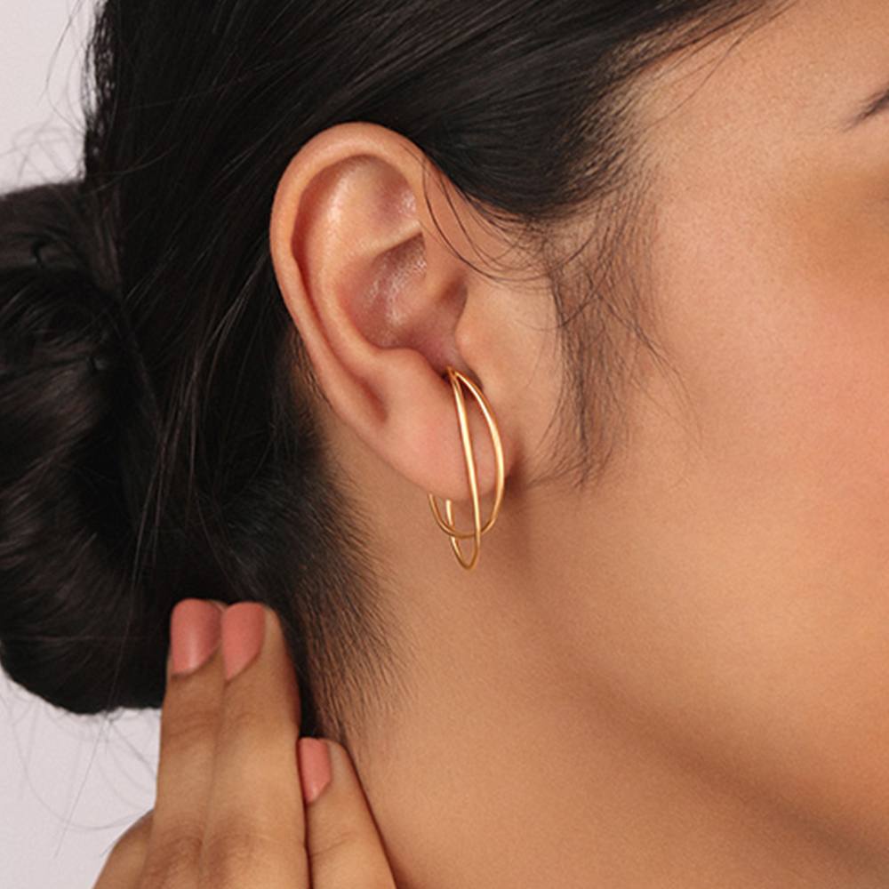 Eclipse Flare 14KT Hoop Earrings,,hi-res image number null