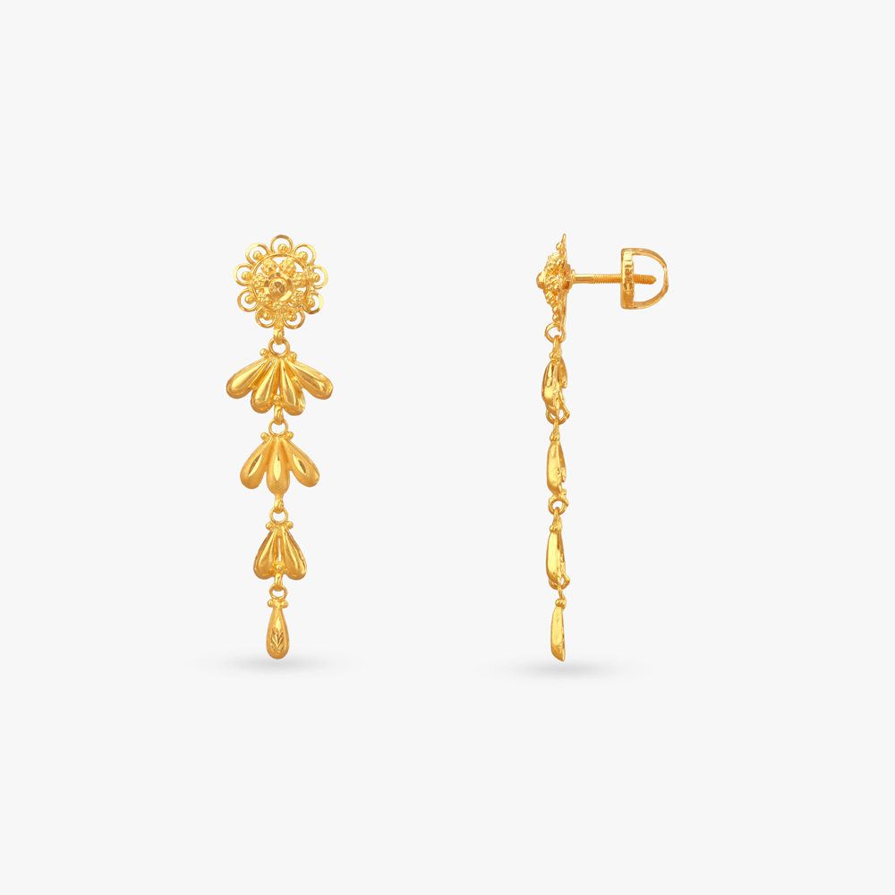

Cascading Lotus Gold Drop Earrings
