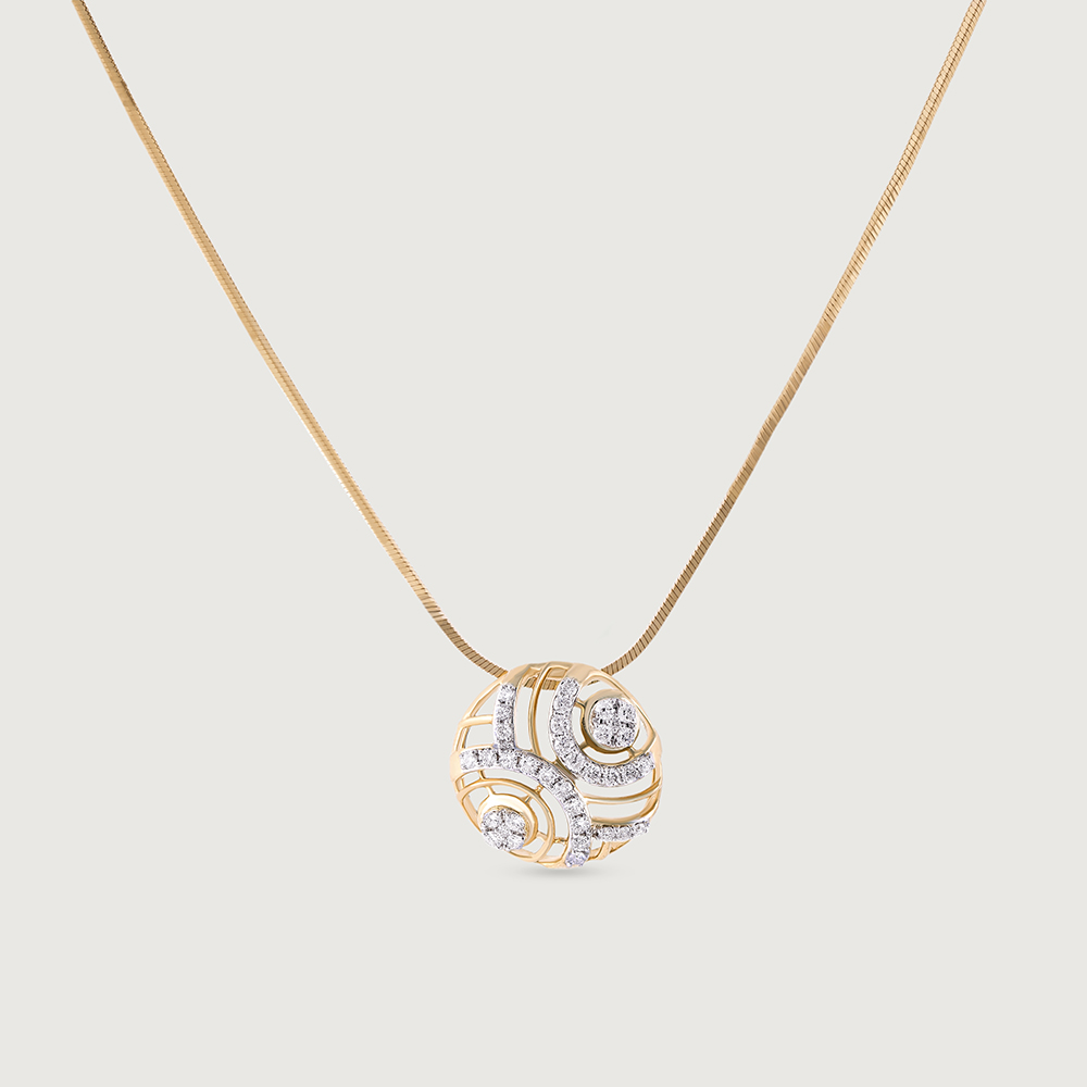 Classic Retro Gold & Diamond Pendant,,hi-res image number null