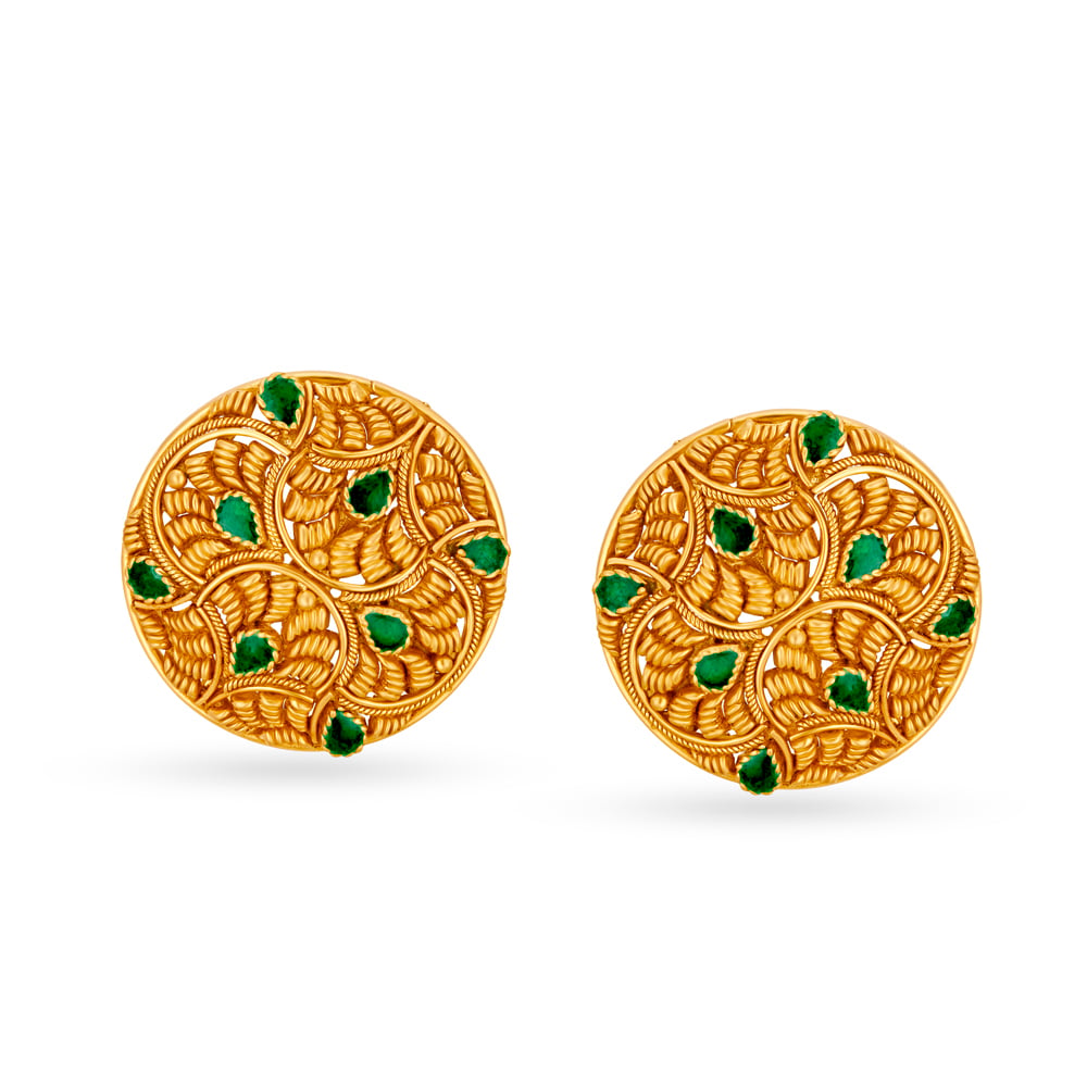 Labyrinthine Yellow Gold Disc Pendant and Earrings Set,,hi-res image number null