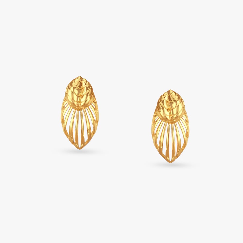 Gleaming Leaf Gold Stud Earrings,,hi-res image number null